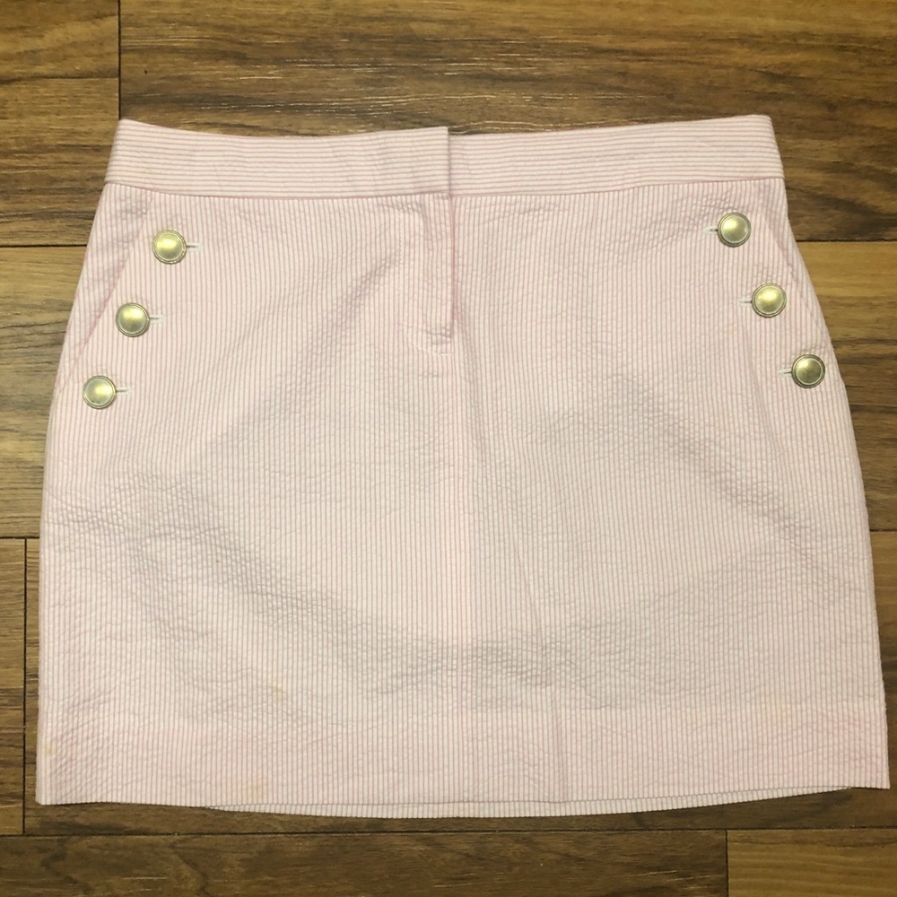 J Crew Pink and White Seersucker Skirt 4